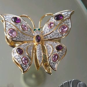 Signed High End Ciro Butterfly Pendant Brooch